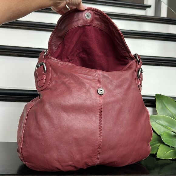 J.Jill Berry Red Genuine Leather Shoulder Bag Purse | Slouchy Soft Hobo Handbag - Picture 10 of 12